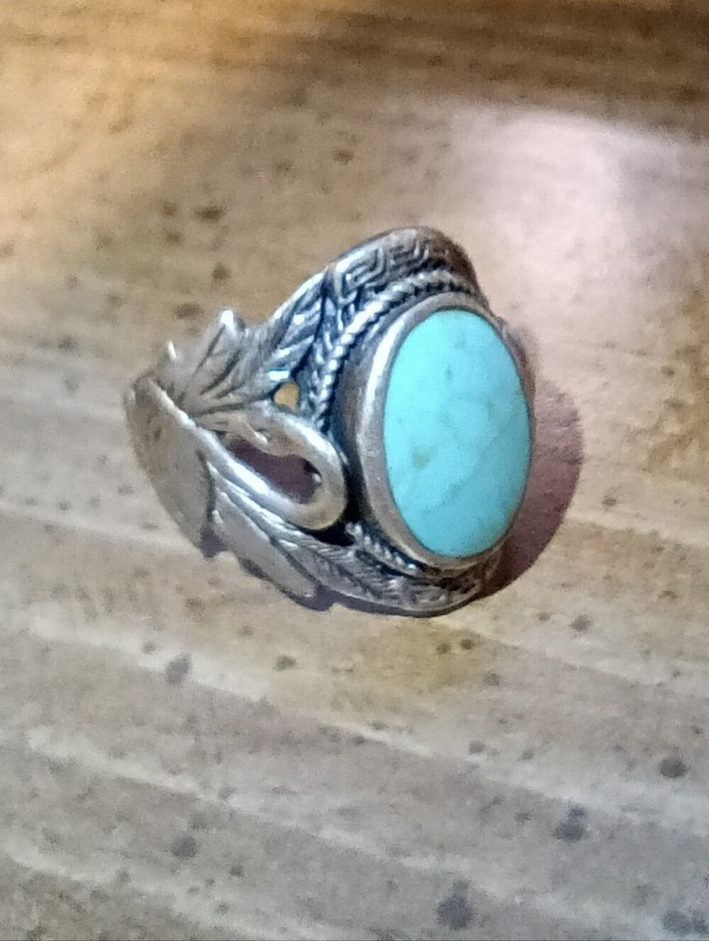 Sterling Silver Turquoise Oval Statement Ring - Blue Green Stone